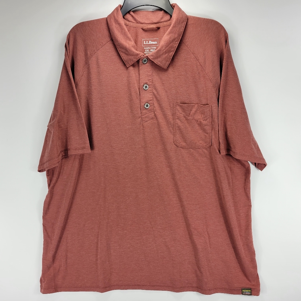 LL Bean Athletic Short Sleeve Slightly Fitted Polo Shirt Men 2XL Business Casual